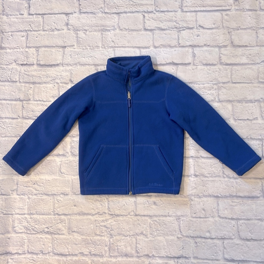 LL Bean Kids 6X/7 Blue Fleece Zip Up Front Lightweight Jacket